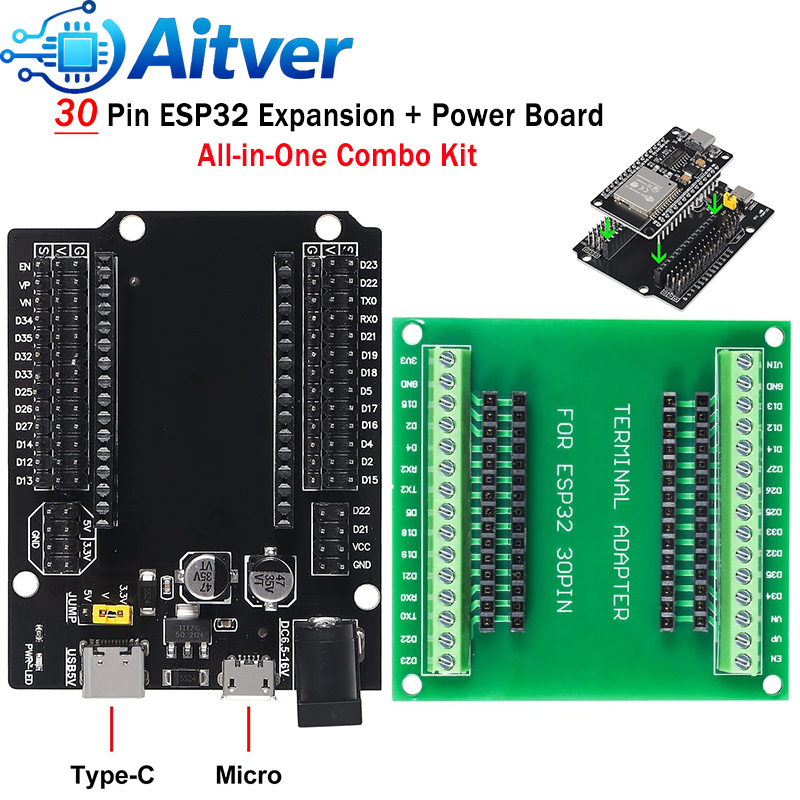 Esp32 Devkit - ESP32 30PIN uitbreidingskaart + Power Board