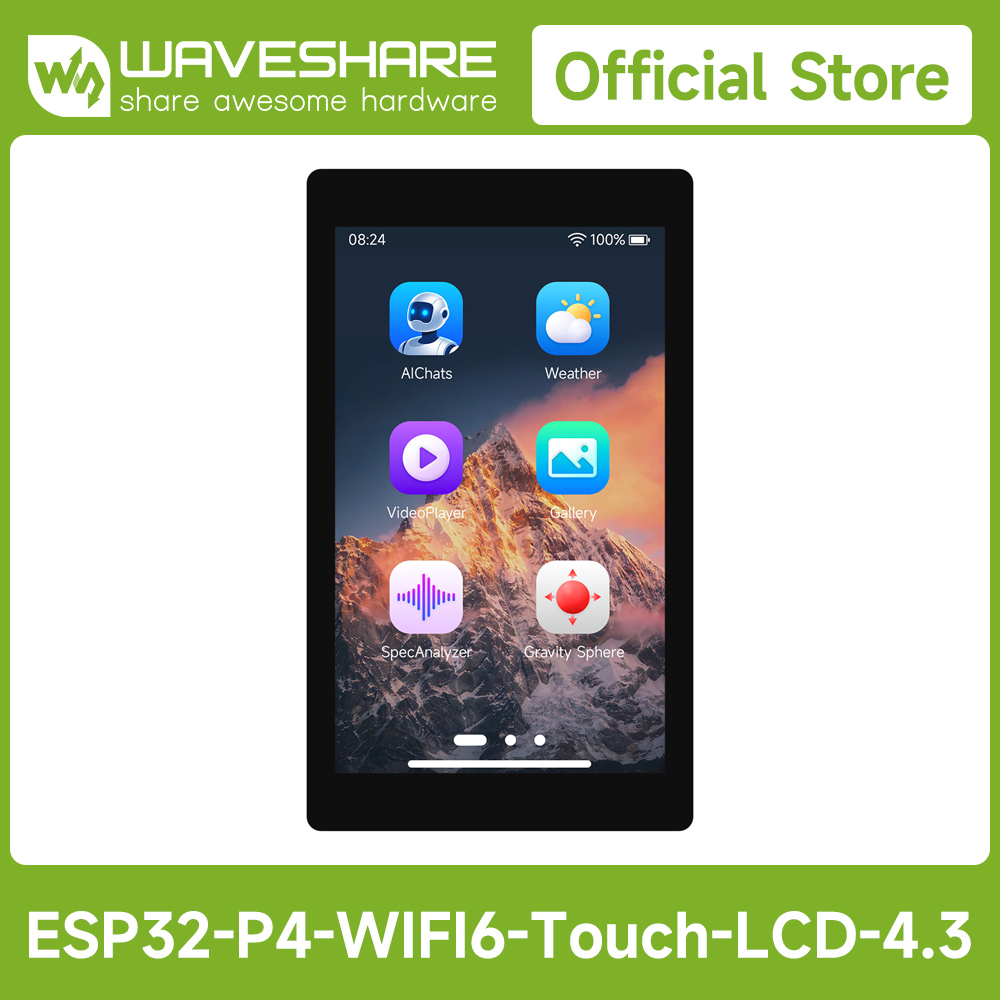 Esp32 Development Board - Waveshare ESP32-P4-WIFI6 4,3-inch ontwikkelbord, resolutie 480