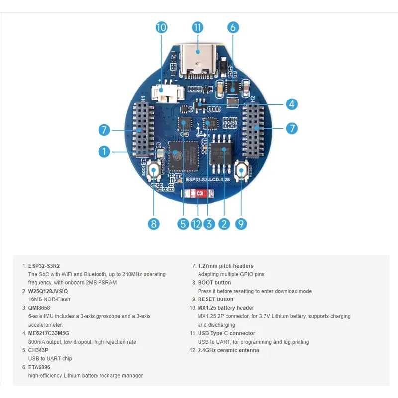 ESP32-S3 LCD ontwikkelbord 1,2 - Esp32 S3 recensie en prijs